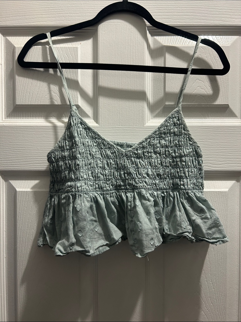 Urban Outfitters Sage Green Smocked Ruffle Cami
